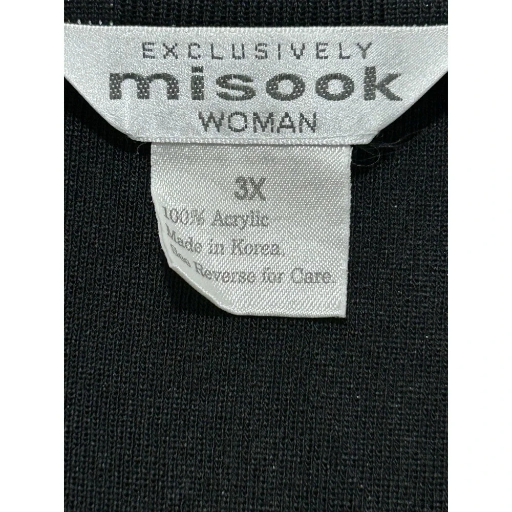EXCLUSIVELY MISOOK Women's 3X Black Open Front Collared Jacket Cardigan